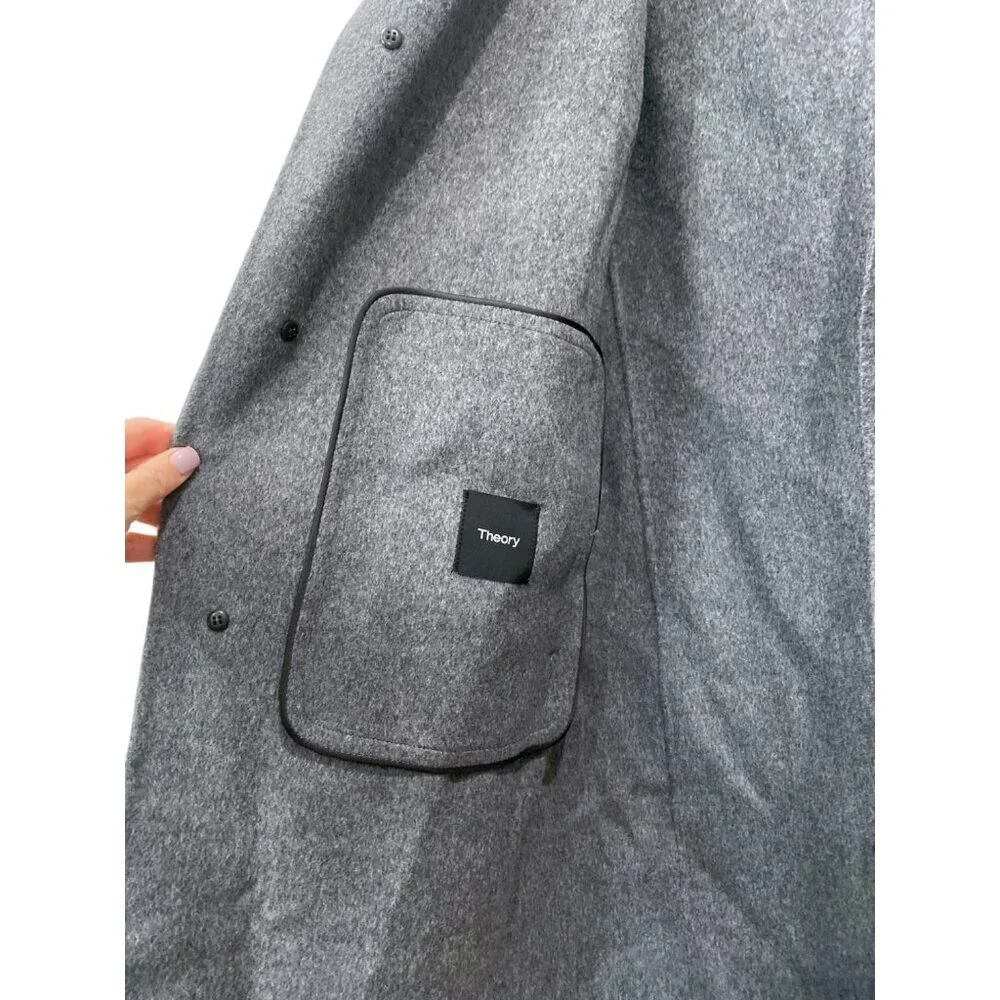 NWT THEORY Wool Cashmere Long Coat Delancey Double Faced Tailored Grey Winter - Picture 14 of 16